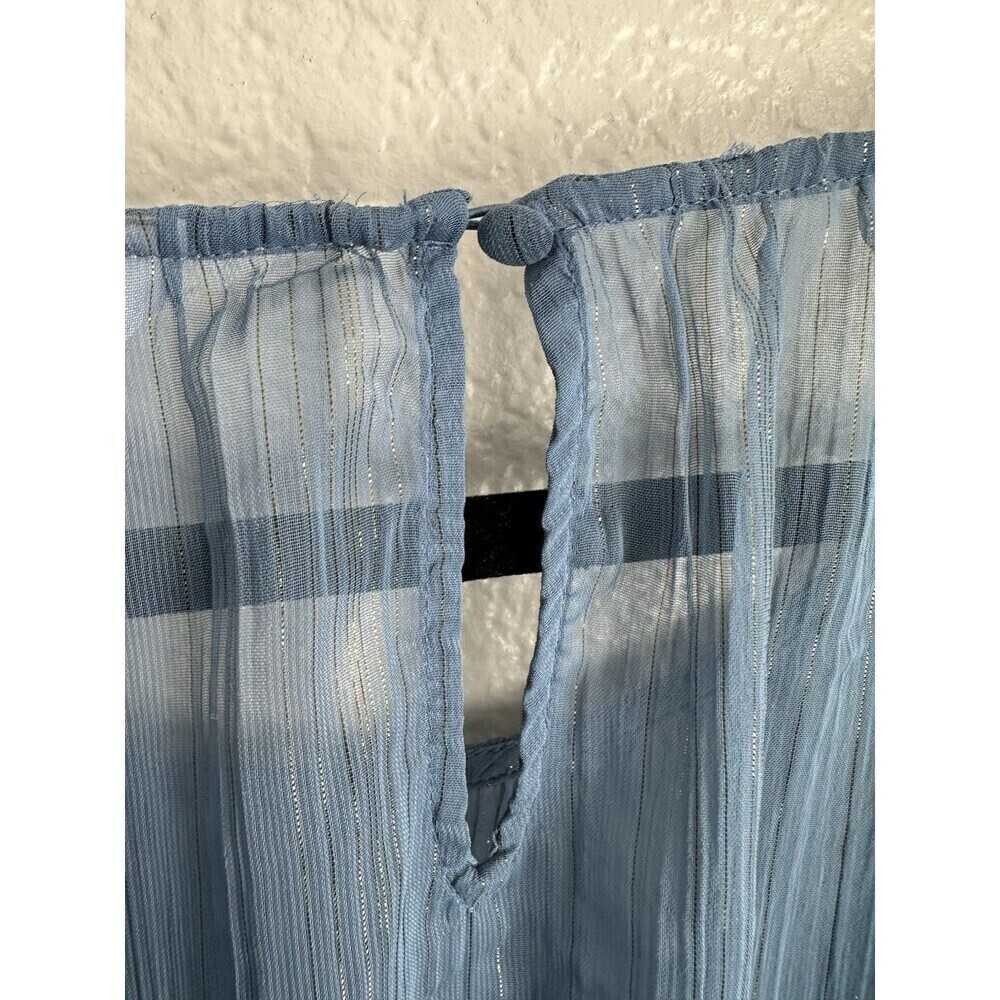 Lauren Conrad Rendez Blouse Women's Size 4x Flutter Sleeve Blue Lightweight - Picture 7 of 8